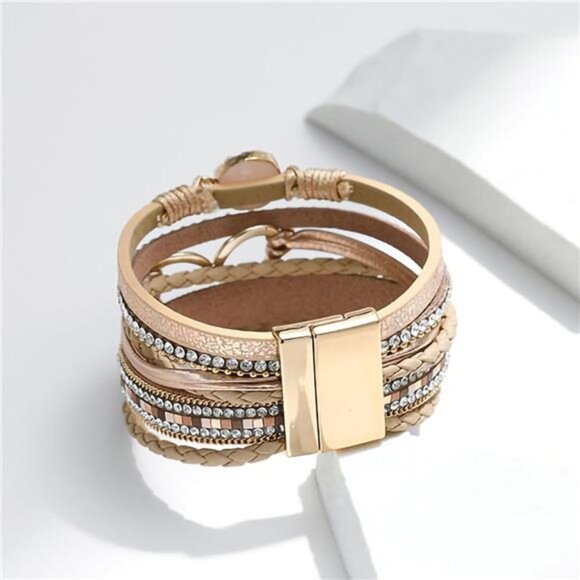 Fesciory Leopard Bracelet for Women, Boho Leather Wrap Multi-Layer Pearl - Picture 6 of 7